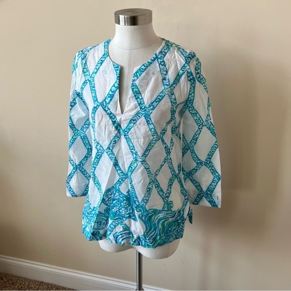 Lilly Pulitzer Amelia island patterned cotton tunic top 618 - Picture 5 of 9